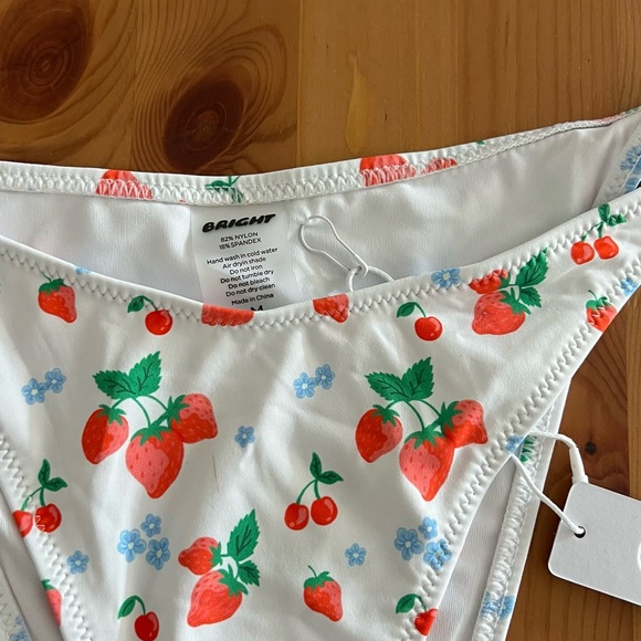 White Bikini with Strawberry Print - Picture 2 of 4